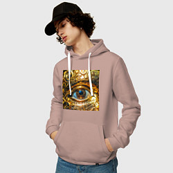 Толстовка-худи хлопковая мужская Золотой глаз металлический в стиле стимпанк, цвет: пыльно-розовый — фото 2