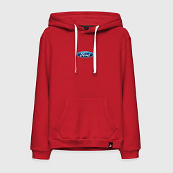 Толстовка-худи хлопковая мужская FORD авто спорт лого, цвет: красный
