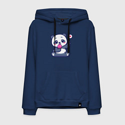 Толстовка-худи хлопковая мужская Ice cream panda, цвет: тёмно-синий