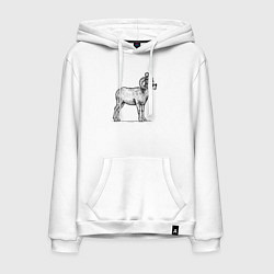 Толстовка-худи хлопковая мужская Баран в шапке с помпоном, цвет: белый