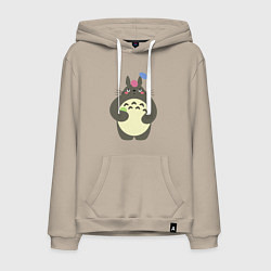 Толстовка-худи хлопковая мужская Totoro game, цвет: миндальный