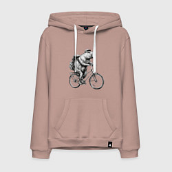 Толстовка-худи хлопковая мужская Капибара на велосипеде в черном цвете, цвет: пыльно-розовый