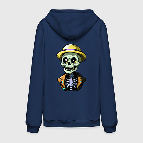 Мужская толстовка-худи Скелет в жёлтой шляпе / Тёмно-синий – фото 2
