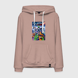 Толстовка-худи хлопковая мужская Mass effect and Minecraft - ai art collaboration, цвет: пыльно-розовый