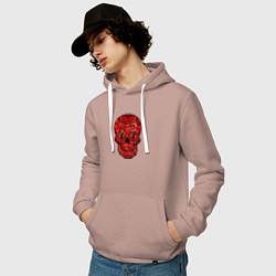 Толстовка-худи хлопковая мужская Red decorative skull, цвет: пыльно-розовый — фото 2