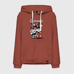Толстовка-худи хлопковая мужская Чашки и дьявол, цвет: кирпичный