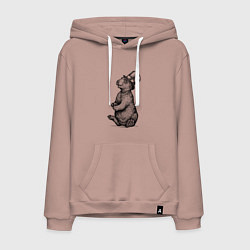 Толстовка-худи хлопковая мужская Заяц в цилиндре, цвет: пыльно-розовый