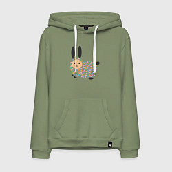 Толстовка-худи хлопковая мужская Разноцветный зайчик, цвет: авокадо