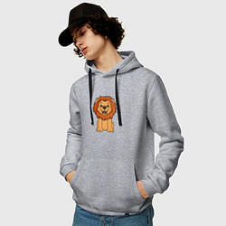 Толстовка-худи хлопковая мужская Весёлый лев, цвет: меланж — фото 2