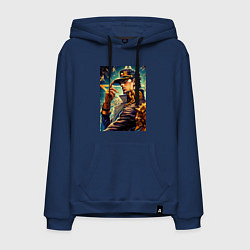 Толстовка-худи хлопковая мужская Джотаро Куджо - fantasy ai art, цвет: тёмно-синий