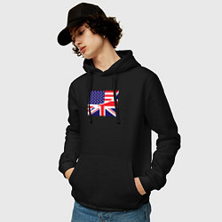 Толстовка-худи хлопковая мужская США и Великобритания, цвет: черный — фото 2