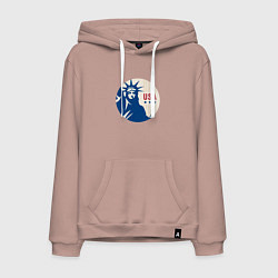 Толстовка-худи хлопковая мужская Liberty USA, цвет: пыльно-розовый