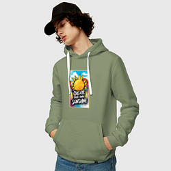 Толстовка-худи хлопковая мужская Create your own sunshine, цвет: авокадо — фото 2