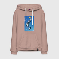 Толстовка-худи хлопковая мужская Баскетбол Тэцуя Куроко арт, цвет: пыльно-розовый