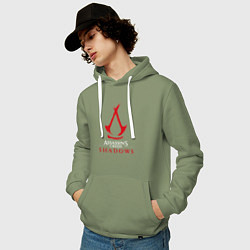 Толстовка-худи хлопковая мужская Assassins creed shadows logo, цвет: авокадо — фото 2