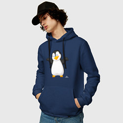 Толстовка-худи хлопковая мужская Веселый пингвин красивый, цвет: тёмно-синий — фото 2