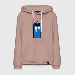 Толстовка-худи хлопковая мужская Tardis pixels, цвет: пыльно-розовый
