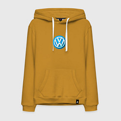 Толстовка-худи хлопковая мужская Volkswagen logo blue, цвет: горчичный