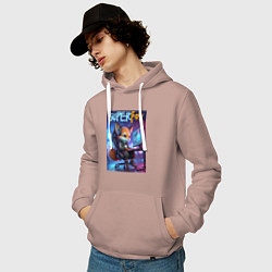 Толстовка-худи хлопковая мужская Super fox gamer - ai art fantasy, цвет: пыльно-розовый — фото 2