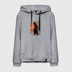 Толстовка-худи хлопковая мужская Ниндзя на закате, цвет: меланж