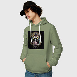 Толстовка-худи хлопковая мужская Юбилейная - Скелеты в шкафу, цвет: авокадо — фото 2
