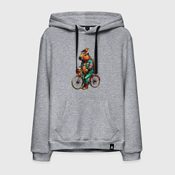 Толстовка-худи хлопковая мужская Капибара велосипед птичка на голове, цвет: меланж