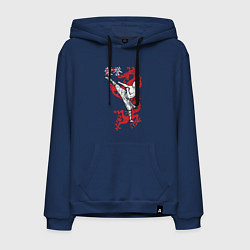 Толстовка-худи хлопковая мужская Кунг фу - шаолиньский монах, цвет: тёмно-синий