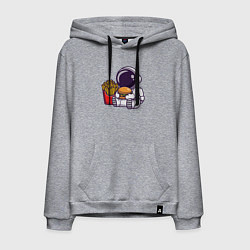 Толстовка-худи хлопковая мужская Голодный космонавт, цвет: меланж