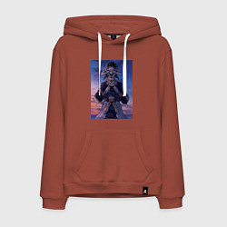 Толстовка-худи хлопковая мужская Моя геройская академия Всемогущий Идзуку Мидория, цвет: кирпичный