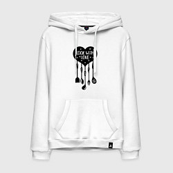 Толстовка-худи хлопковая мужская Готовь с любовью, цвет: белый