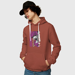 Толстовка-худи хлопковая мужская Человек-бензопила Денджи chainsaw, цвет: кирпичный — фото 2