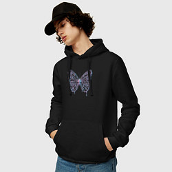 Толстовка-худи хлопковая мужская Y2k бабочка, цвет: черный — фото 2