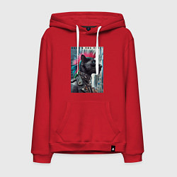 Толстовка-худи хлопковая мужская Dude panther - punks not dead, цвет: красный