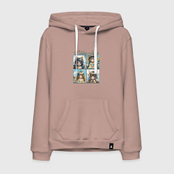 Толстовка-худи хлопковая мужская Праздничные аниме феи, цвет: пыльно-розовый