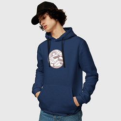 Толстовка-худи хлопковая мужская Верблюд в пустыне, цвет: тёмно-синий — фото 2