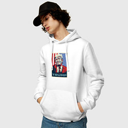 Толстовка-худи хлопковая мужская Трамп Дональд, цвет: белый — фото 2