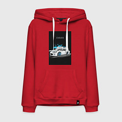 Толстовка-худи хлопковая мужская Subaru авто, цвет: красный