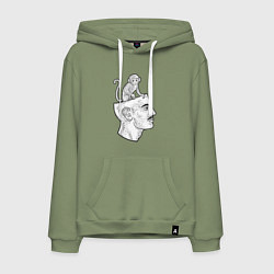 Толстовка-худи хлопковая мужская Мартышка в голове, цвет: авокадо