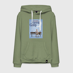 Толстовка-худи хлопковая мужская Forrest Gump - Tom is on the bench, цвет: авокадо