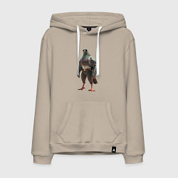 Толстовка-худи хлопковая мужская Голубь атлет, цвет: миндальный