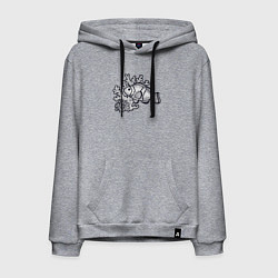 Толстовка-худи хлопковая мужская Рыбка и кораллы, цвет: меланж