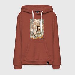 Толстовка-худи хлопковая мужская Фемида богиня правосудия, цвет: кирпичный