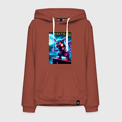 Толстовка-худи хлопковая мужская Pikachu - nightmare, цвет: кирпичный