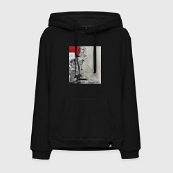 Толстовка-худи хлопковая мужская Abstract Red, цвет: черный