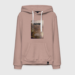 Толстовка-худи хлопковая мужская Maxim тропический залив, цвет: пыльно-розовый