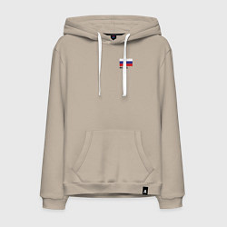 Толстовка-худи хлопковая мужская Россия карта и флаг, цвет: миндальный