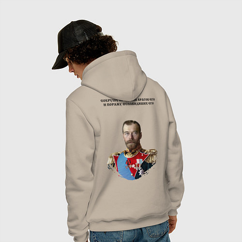 Мужская толстовка-худи Сокрушу пред ним врагов его крест черный / Миндальный – фото 4