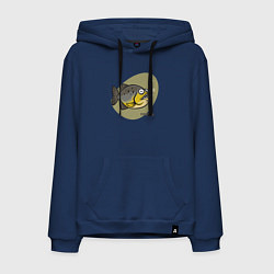 Толстовка-худи хлопковая мужская Рыбка пиранья, цвет: тёмно-синий