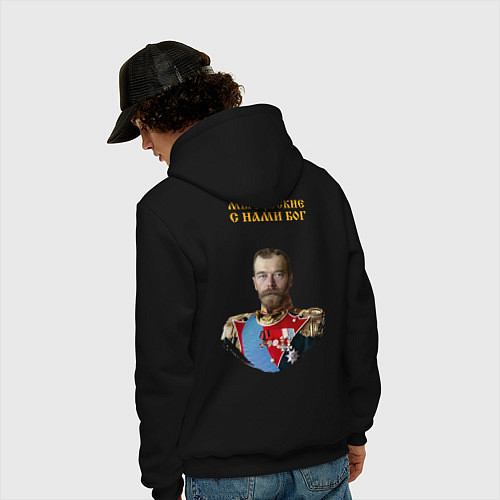 Мужская толстовка-худи Мы русские с нами Бог КЦК желтый патриоты 2 / Черный – фото 4
