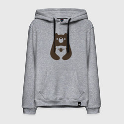 Толстовка-худи хлопковая мужская Мишки-обнимашки, цвет: меланж